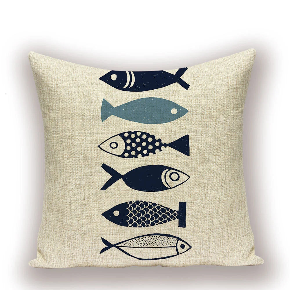 Housse de Coussin Poisson – Lin Naturel
