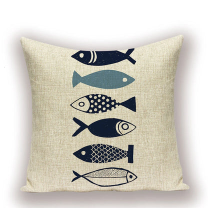 Housse de Coussin Poisson – Lin Naturel