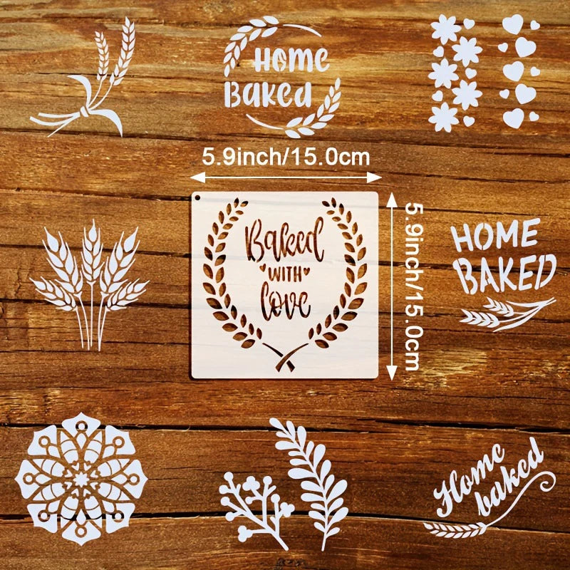 Pochoirs réutilisables pour pain maison – motifs décoratifs (lot de 9)