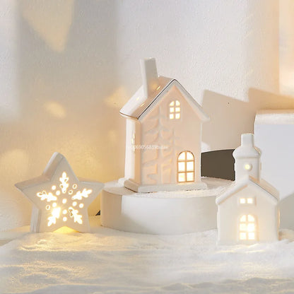 Maisons Céramiques Lumineuses — Petite scène d’hiver à la lueur douce