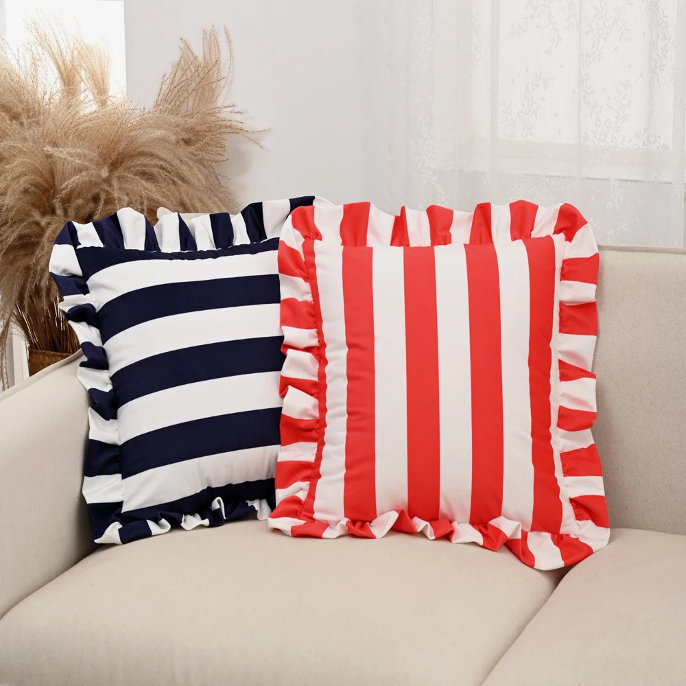 Housse de coussin rayée 45x45 cm pour canapé