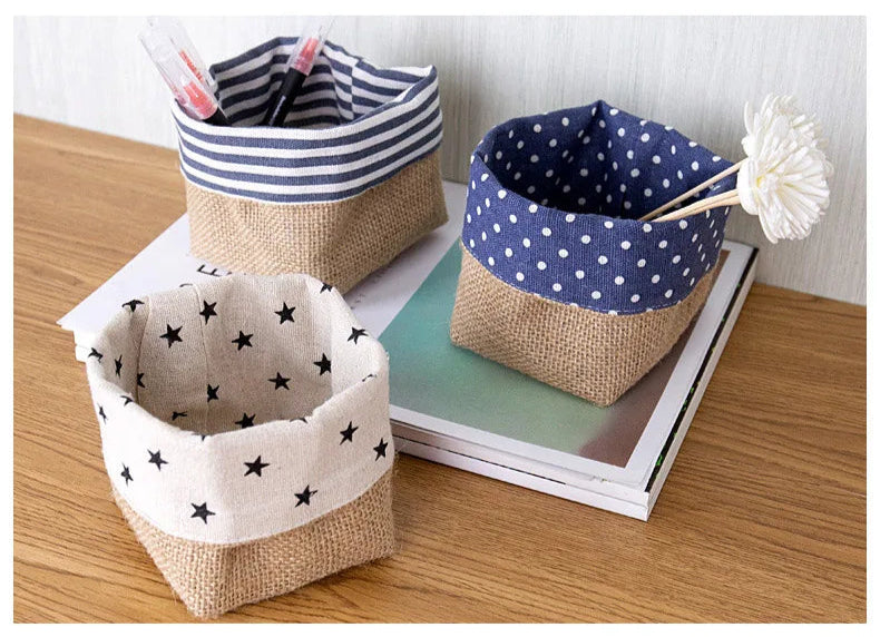 Lot de 3 Paniers Suspendus en Jute et Lin