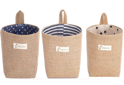 Lot de 3 Paniers Suspendus en Jute et Lin