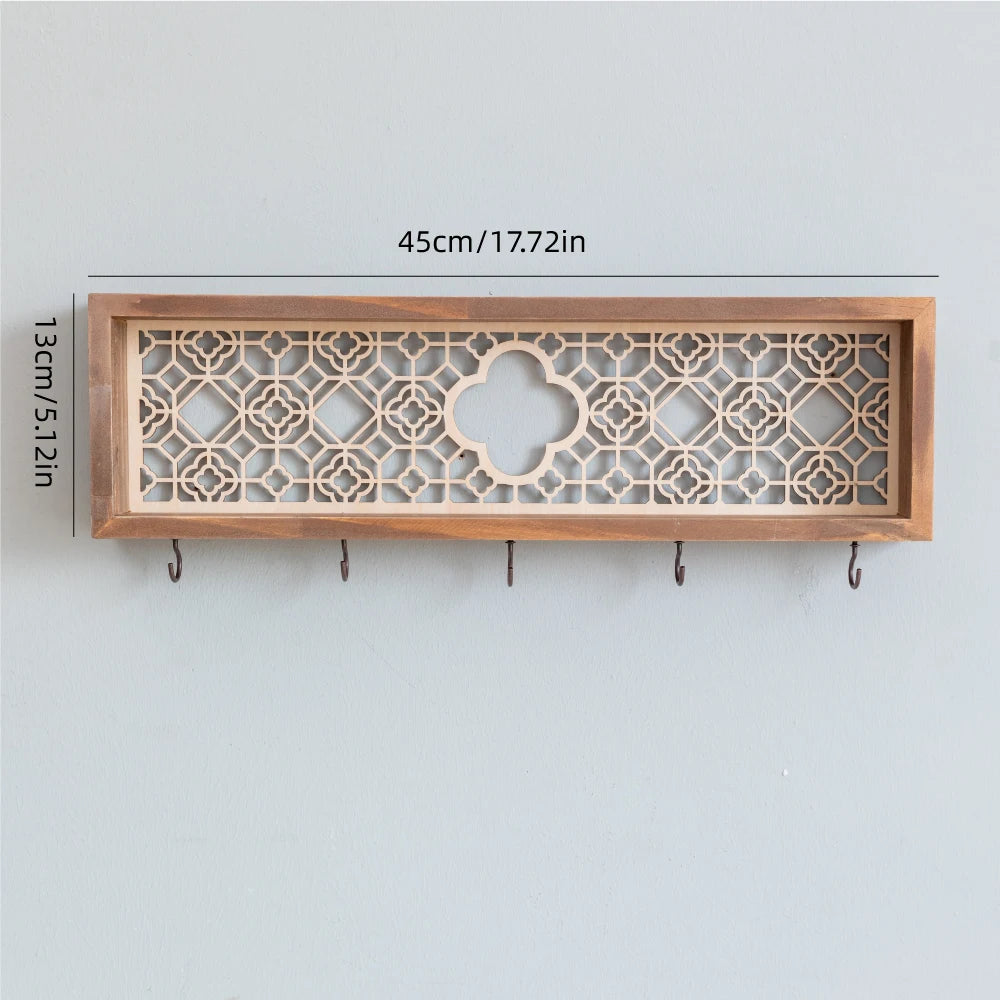 Support à Crochets « Ville de Conte de Fées » – Rangement mural décoratif en bois