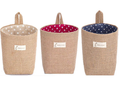 Lot de 3 Paniers Suspendus en Jute et Lin