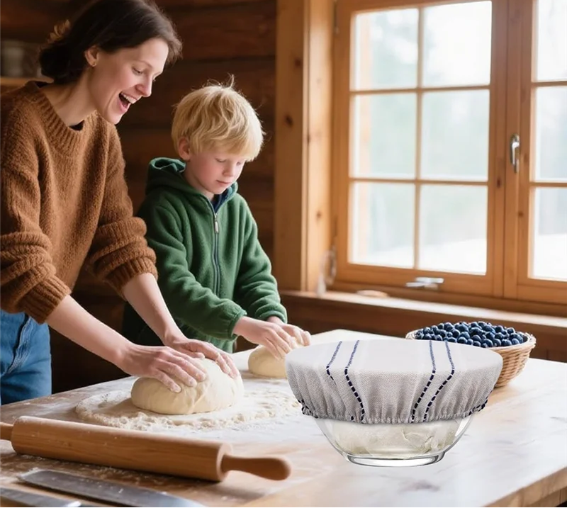 Couvercles de bol réutilisables en lin et coton – spécial Pain maison (lot de 3)