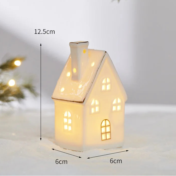Maisons Céramiques Lumineuses — Petite scène d’hiver à la lueur douce