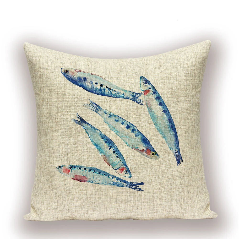Housse de Coussin Poisson – Lin Naturel