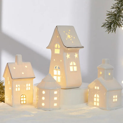 Maisons Céramiques Lumineuses — Petite scène d’hiver à la lueur douce