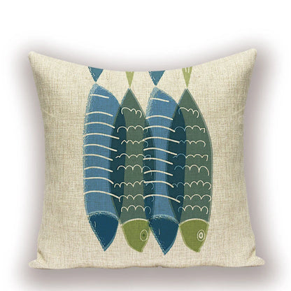 Housse de Coussin Poisson – Lin Naturel