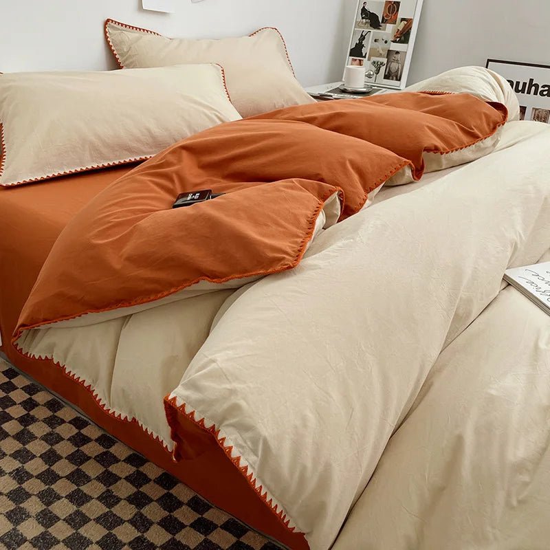 Ensemble de Linge de Lit en Coton Lavé