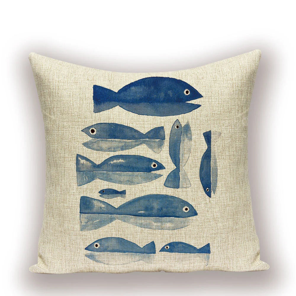 Housse de Coussin Poisson – Lin Naturel