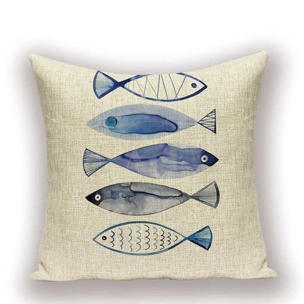 Housse de Coussin Poisson – Lin Naturel