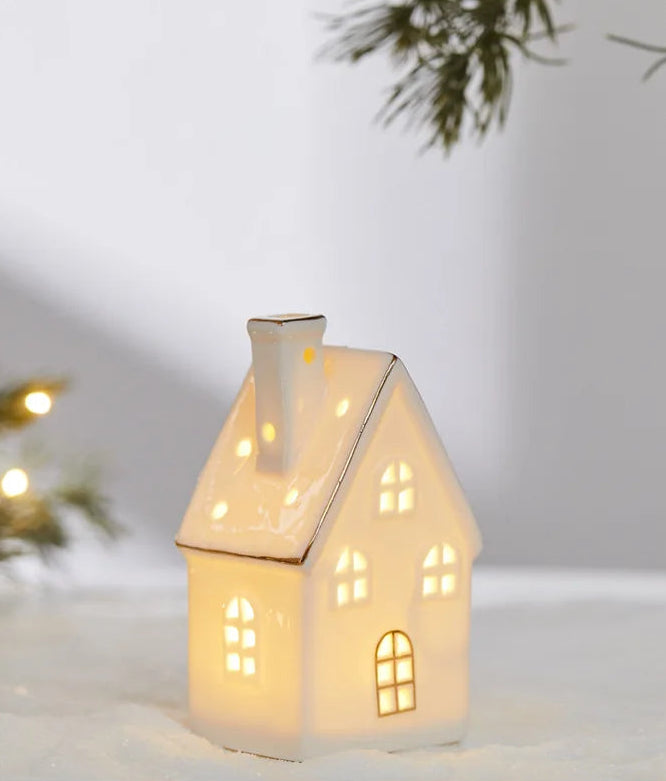 Maisons Céramiques Lumineuses — Petite scène d’hiver à la lueur douce