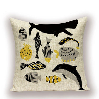 Housse de Coussin Poisson – Lin Naturel