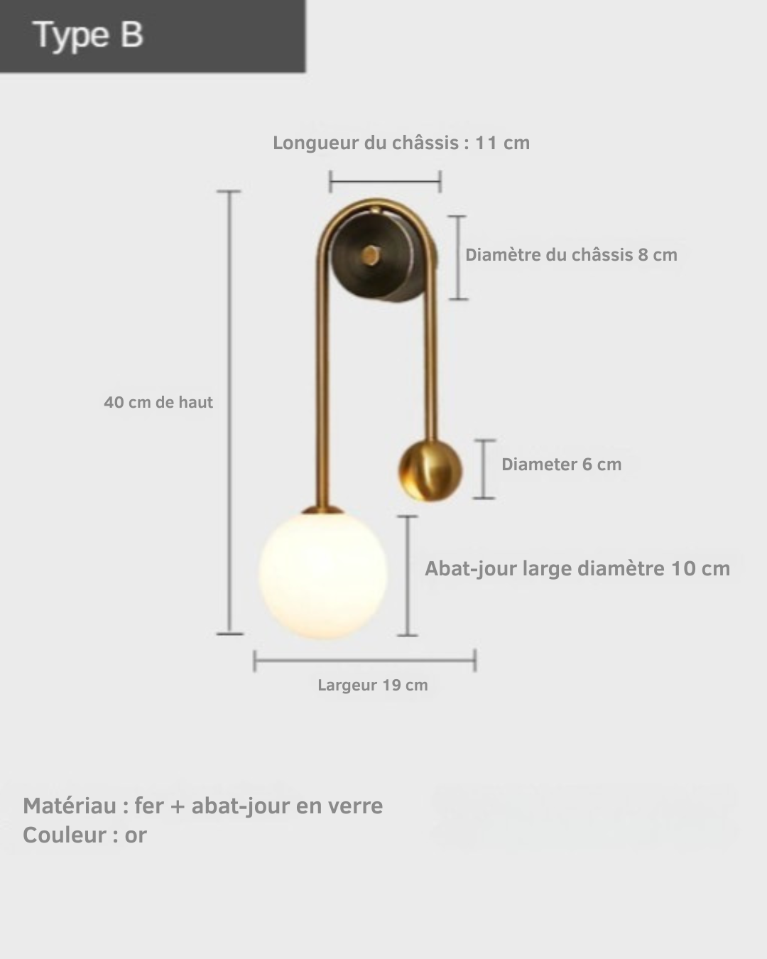 Boule de verre murale, lumière douce et élégante
