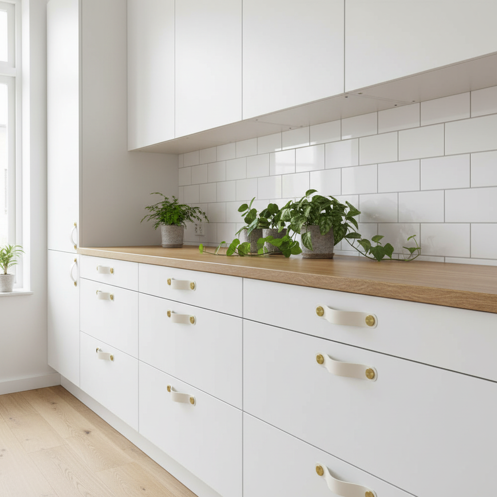 Cuisine moderne avec poignées blanches