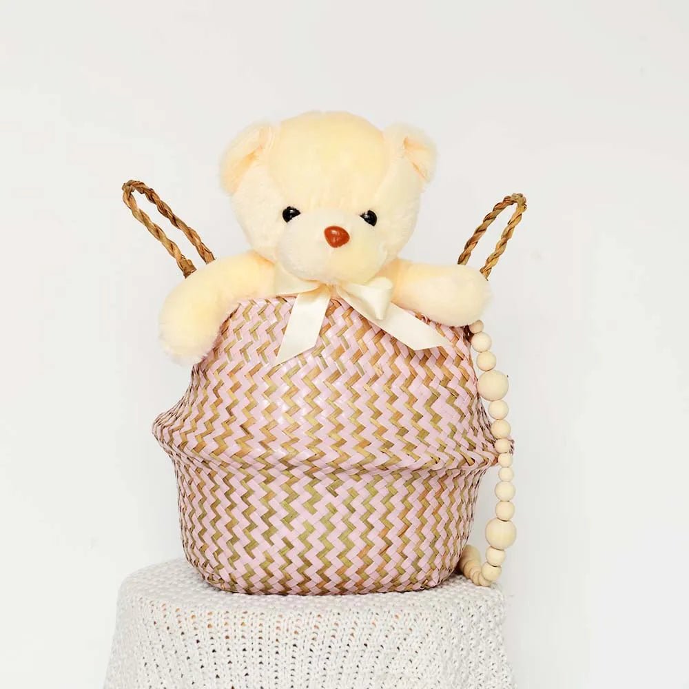 Panier en Osier Bohème Rayé – Rangement, Linge ou Cache - Pot Pliable - Maison Fantine