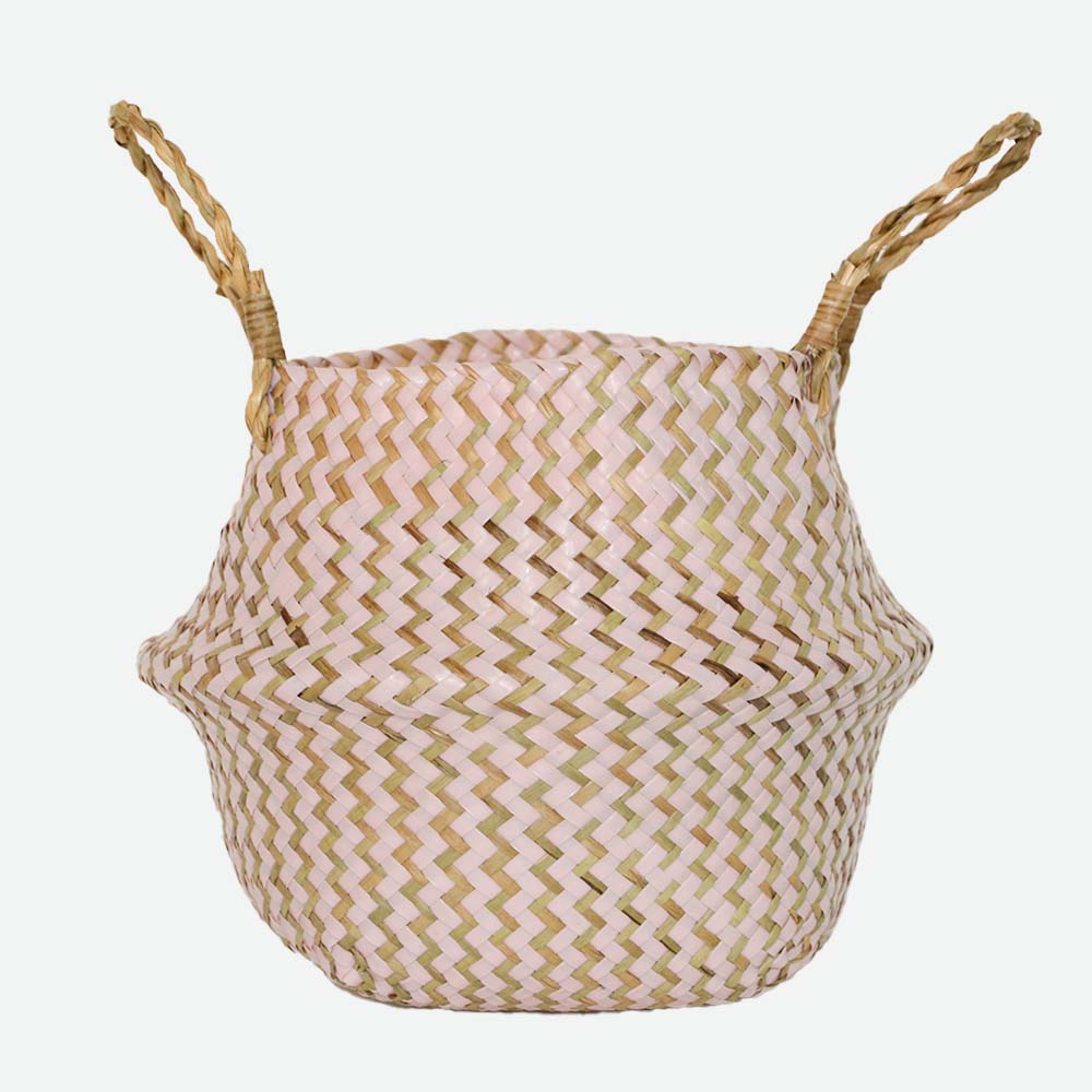 Panier en Osier Bohème Rayé – Rangement, Linge ou Cache - Pot Pliable - Maison Fantine
