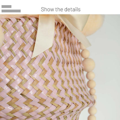 Panier en Osier Bohème Rayé – Rangement, Linge ou Cache - Pot Pliable - Maison Fantine
