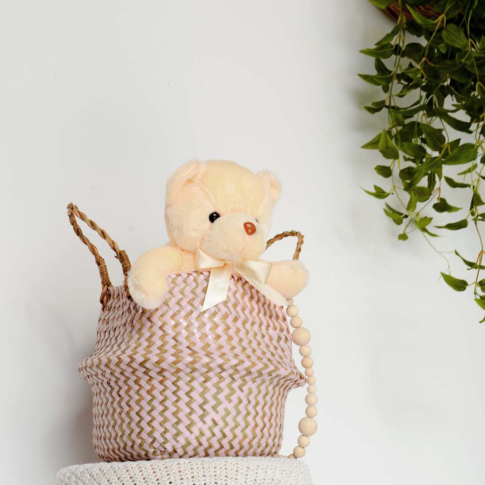 Panier en Osier Bohème Rayé – Rangement, Linge ou Cache - Pot Pliable - Maison Fantine