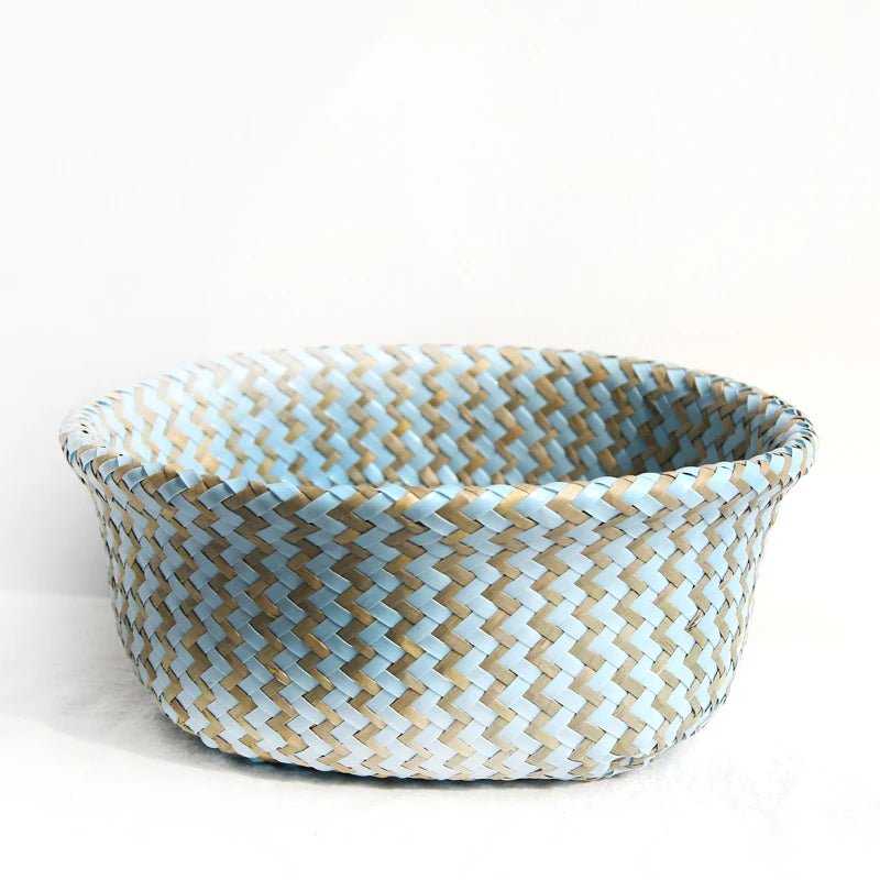 Panier en Osier Bohème Rayé – Rangement, Linge ou Cache - Pot Pliable - Maison Fantine