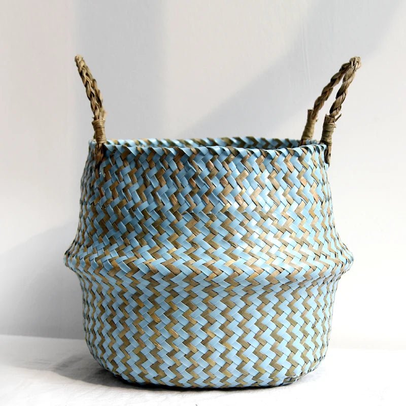 Panier en Osier Bohème Rayé – Rangement, Linge ou Cache - Pot Pliable - Maison Fantine