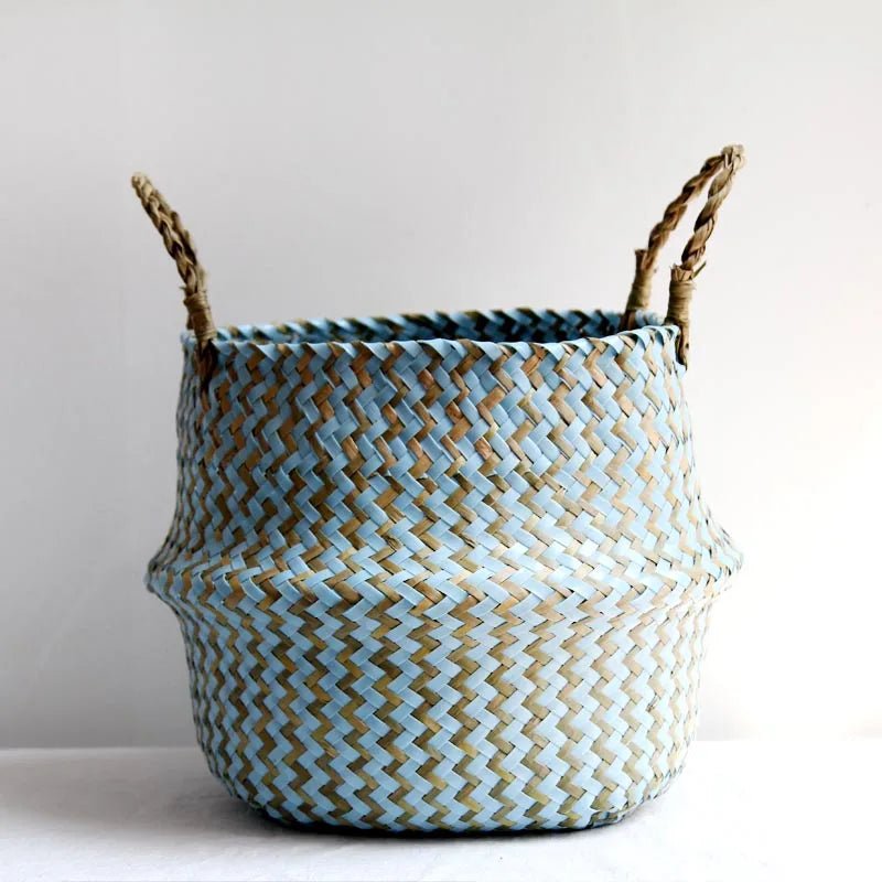 Panier en Osier Bohème Rayé – Rangement, Linge ou Cache - Pot Pliable - Maison Fantine