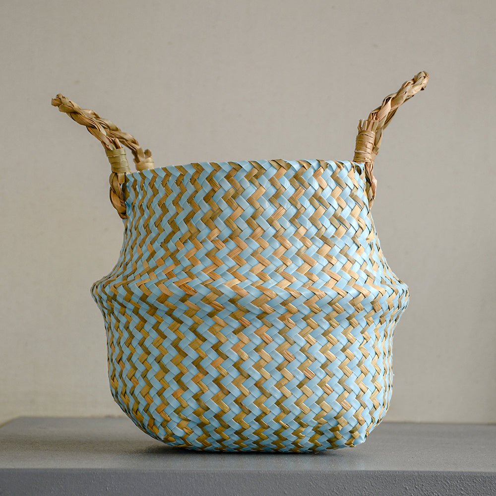 Panier en Osier Bohème Rayé – Rangement, Linge ou Cache - Pot Pliable - Maison Fantine