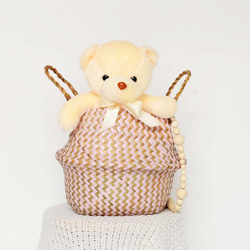 Panier en Osier Bohème Rayé – Rangement, Linge ou Cache - Pot Pliable - Maison Fantine