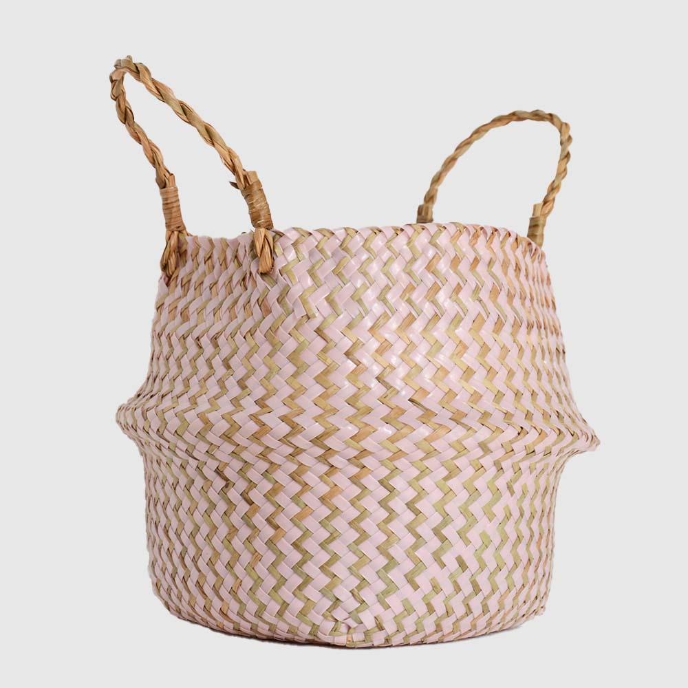 Panier en Osier Bohème Rayé – Rangement, Linge ou Cache - Pot Pliable - Maison Fantine